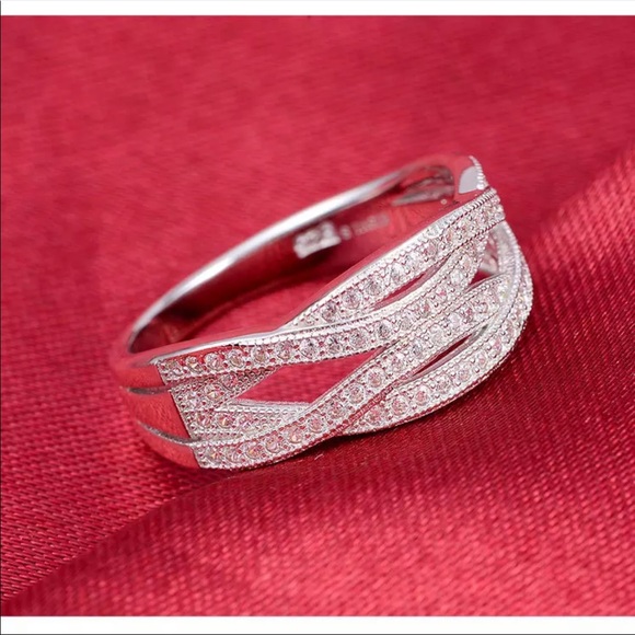 Luxury 925 Silver Wedding Eternity Band Ring - Picture 3 of 4